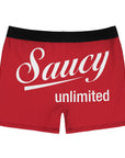 Saucy Unlimited White Logo On Red Boxer Briefs