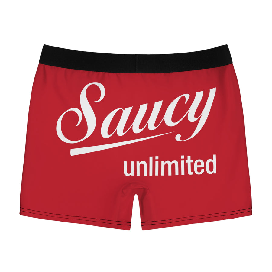 Saucy Unlimited White Logo On Red Boxer Briefs