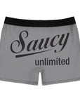 Saucy Unlimited Black Logo On Gray Boxer Briefs