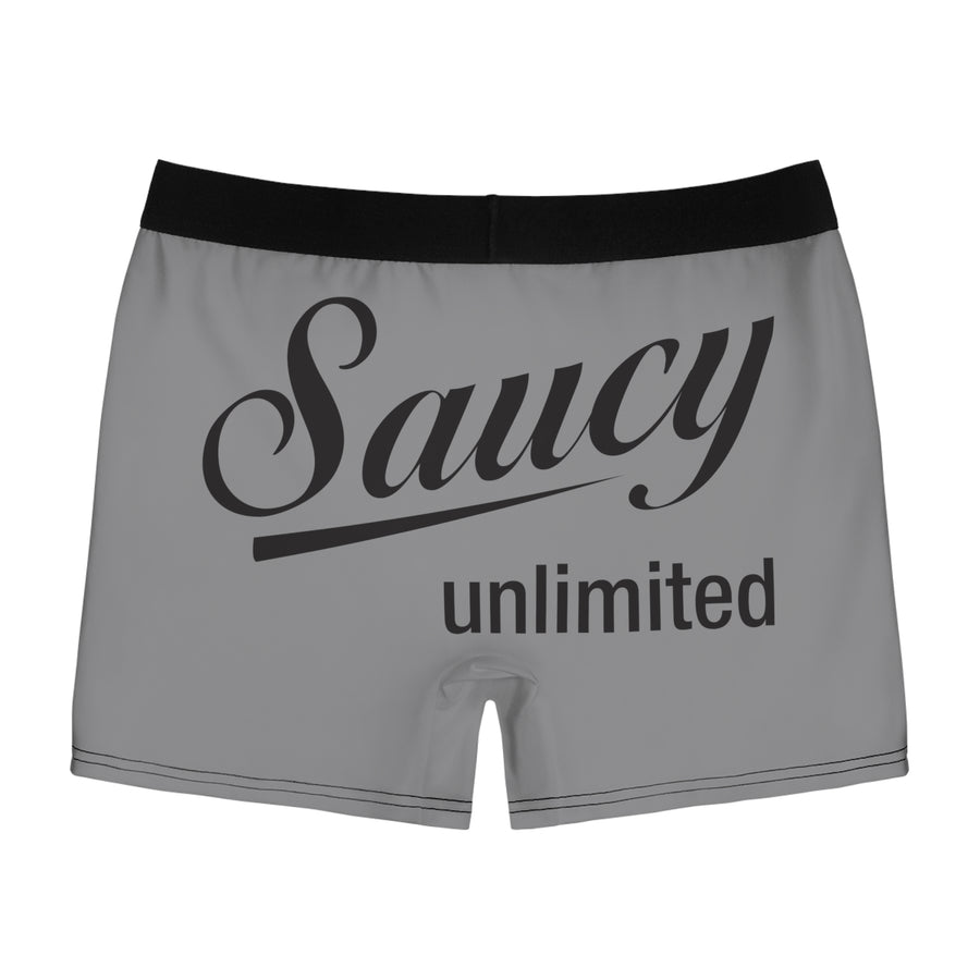 Saucy Unlimited Black Logo On Gray Boxer Briefs