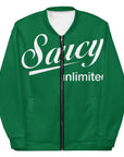 Saucy Unlimited Big White Logo Green Bomber Jacket