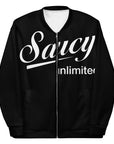 Saucy Unlimited Big White Logo Black Bomber Jacket