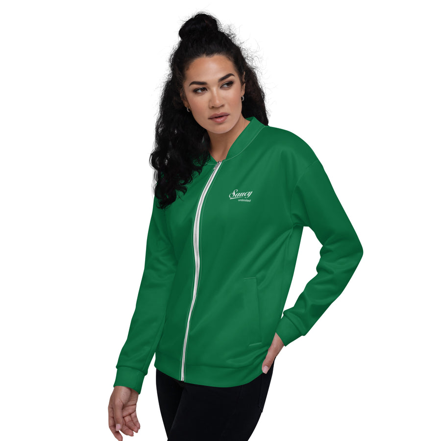 Saucy Unlimited Small White Logo Green Jacket