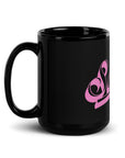 Saucy Unlimited Pink 3-D Logo Black Glossy Mug
