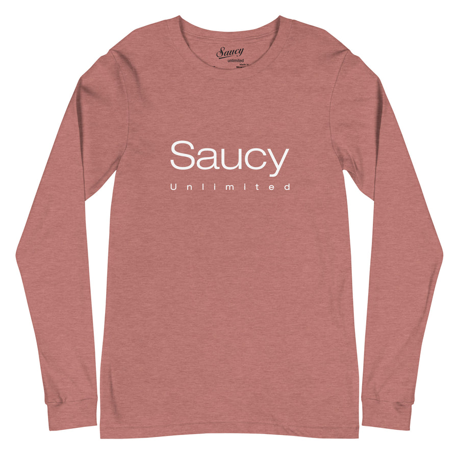 Saucy Unlimited White Duo-line Logo Women's Long Sleeve Tee