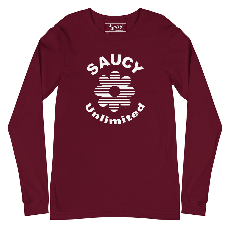Saucy Unlimited White 2020 Logo On Long Sleeve Tee