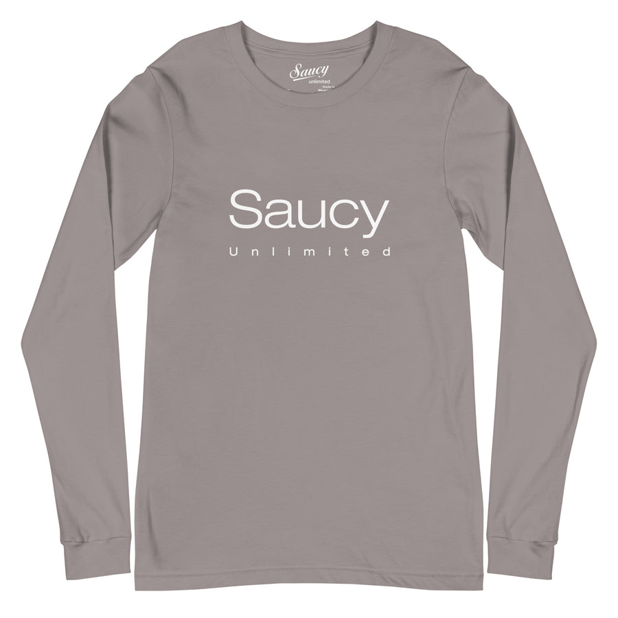 Saucy Unlimited White Duo-line Logo Women's Long Sleeve Tee