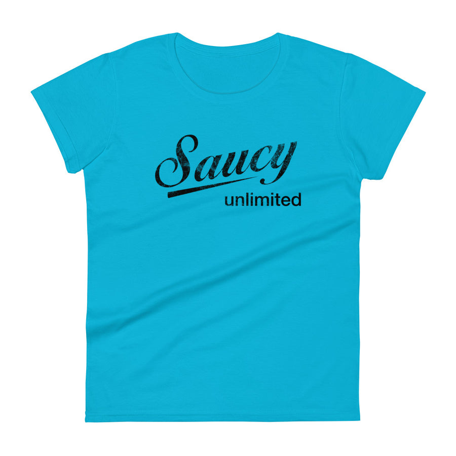 Saucy Unlimited Black Distressed Logo Short Sleeve T-shirt