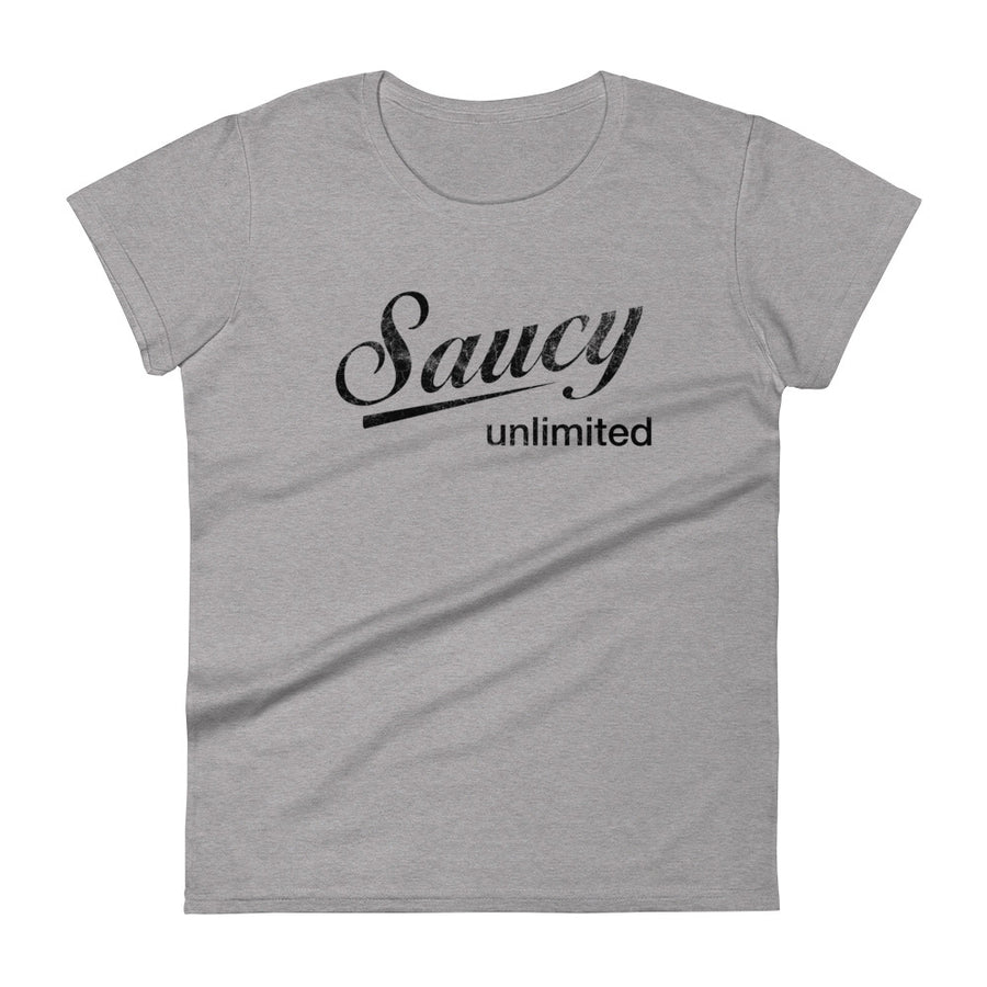Saucy Unlimited Black Distressed Logo Short Sleeve T-shirt