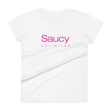 Saucy Unlimited Pink Duo-line Logo Women's Short Sleeve T-shirt