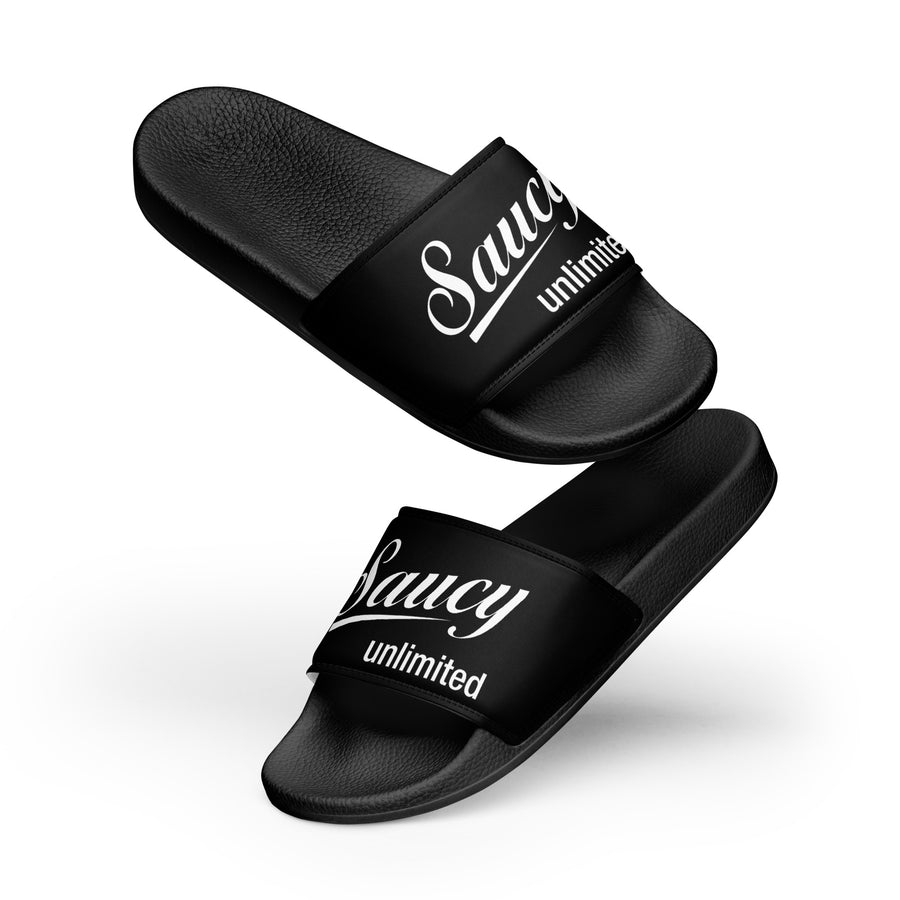 Saucy Unlimited White Logo Women's Black Cover Slides
