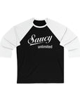 Saucy Unlimited Black & White Logo 3\4 Sleeve Baseball Tee