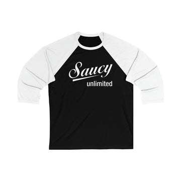 Saucy Unlimited Black & White Logo 3\4 Sleeve Baseball Tee