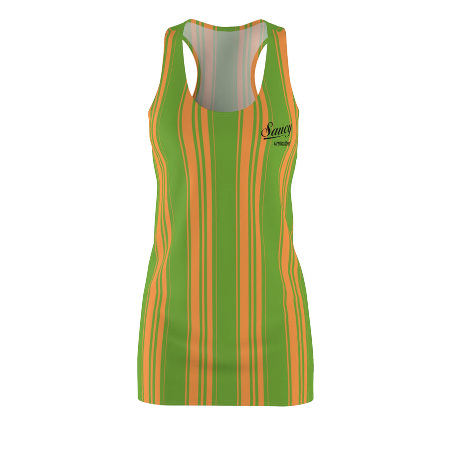 SAUCY UNLIMITED Lime Green & Yellow Stripe Racerback Dress