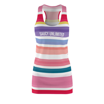 Saucy Unlimited Pink, Red & Purple Stripes Racerback Dress