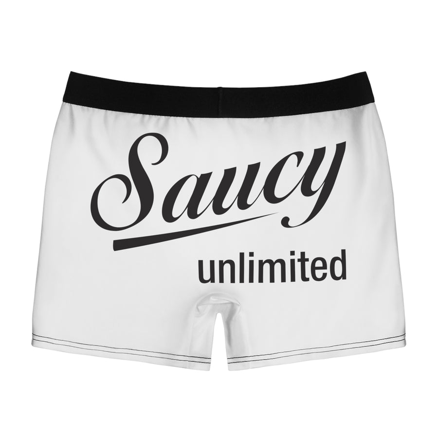 Saucy Unlimited Black Logo On White Boxer Briefs