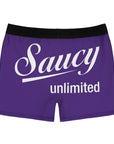 Saucy Unlimited White Logo On Purple Boxer Briefs