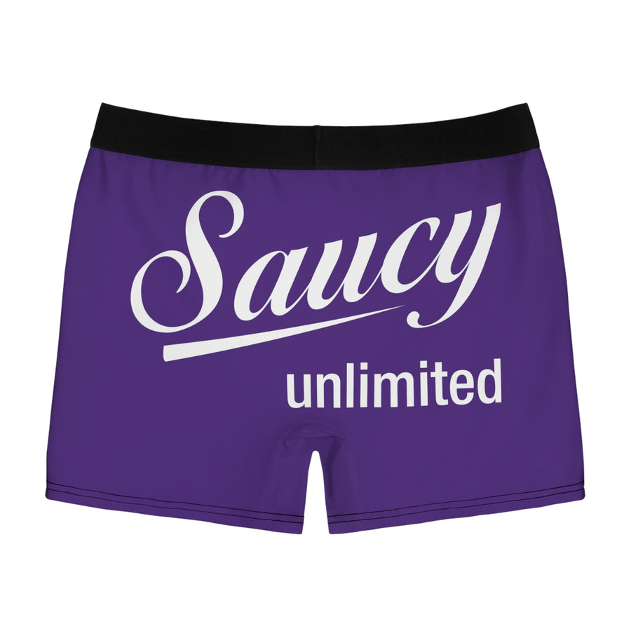Saucy Unlimited White Logo On Purple Boxer Briefs