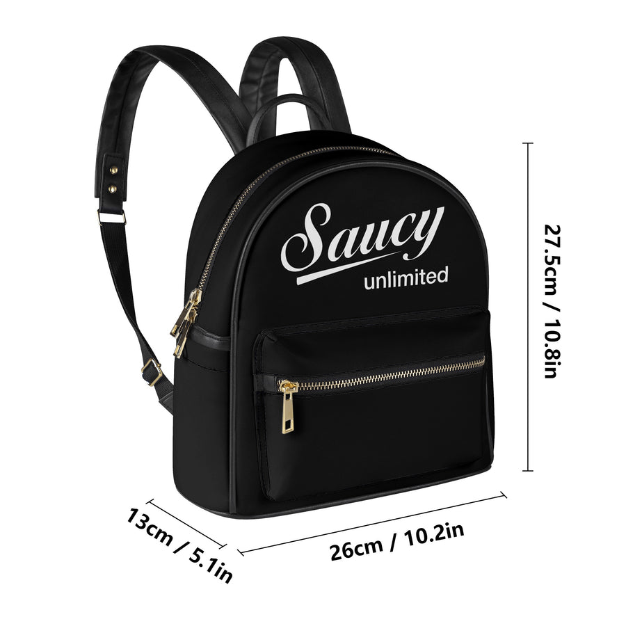 Saucy Unlimited Black Mini Backpack / Purse, White Logo