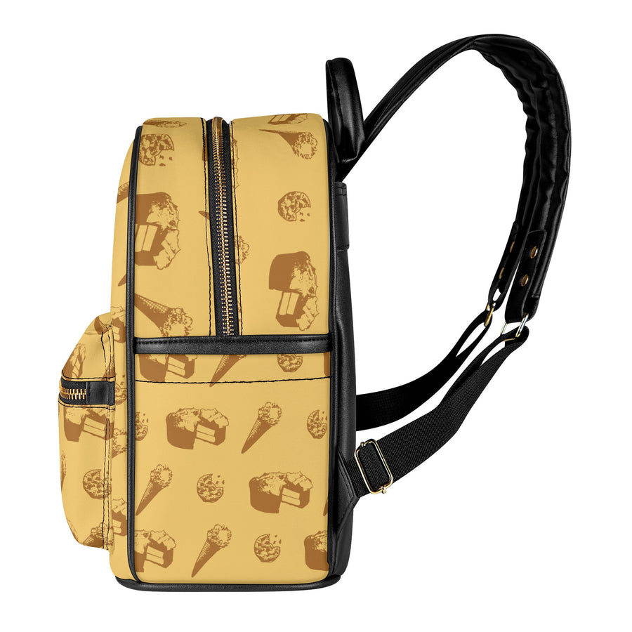 Saucy Unlimited 3 Treats Yellow Mini Backpack / Purse, Black Logo