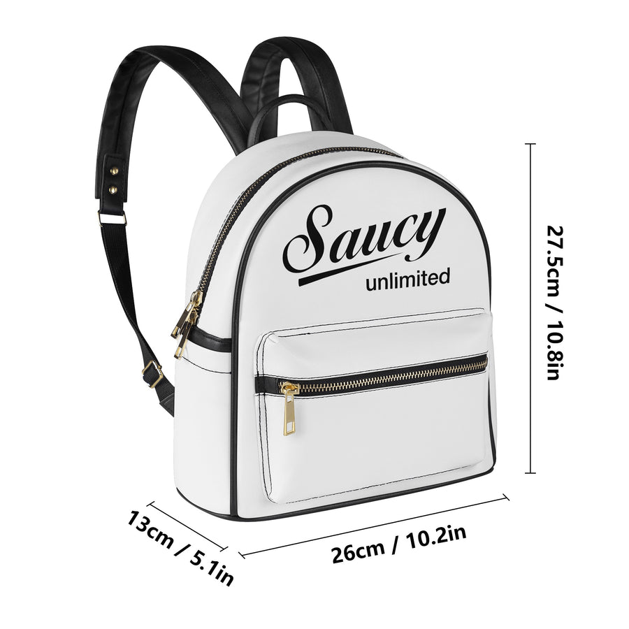 Saucy Unlimited White Backpack / Purse, Black Logo