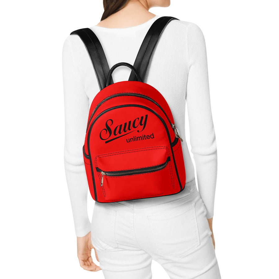 Saucy Unlimited Red Mini Backpack / Purse, White Logo