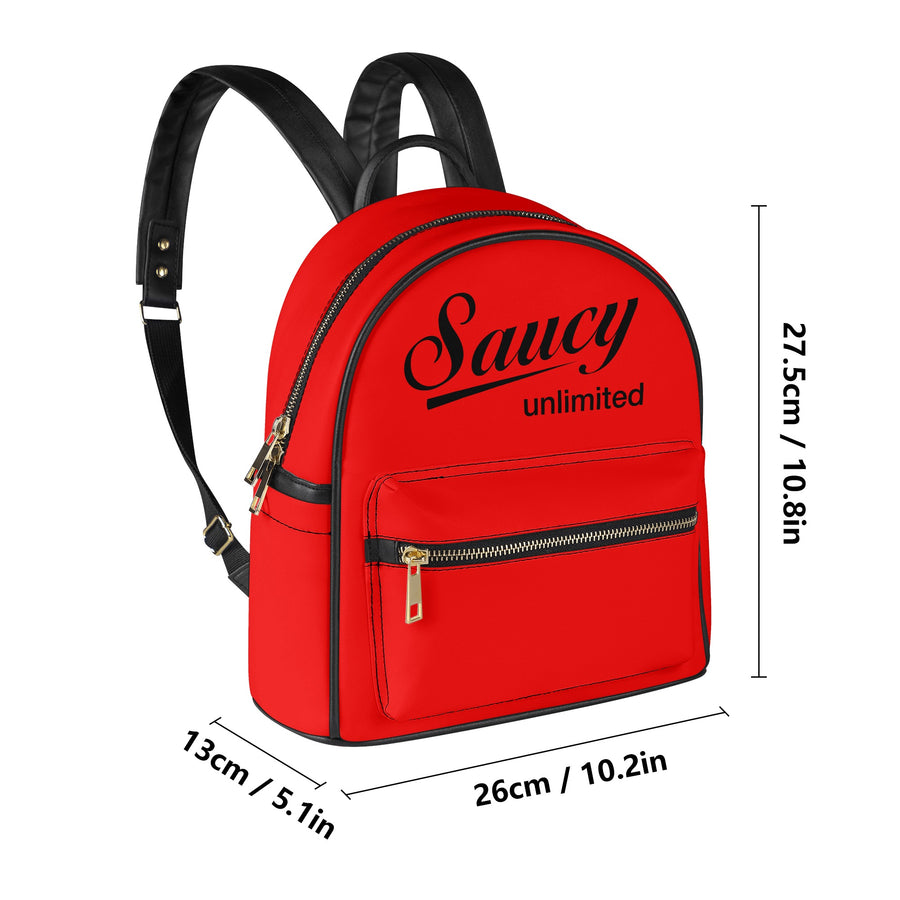 Saucy Unlimited Red Mini Backpack / Purse, White Logo