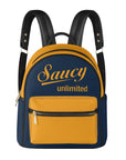 Saucy Unlimited Navy Backpack / Purse, Gold Logo