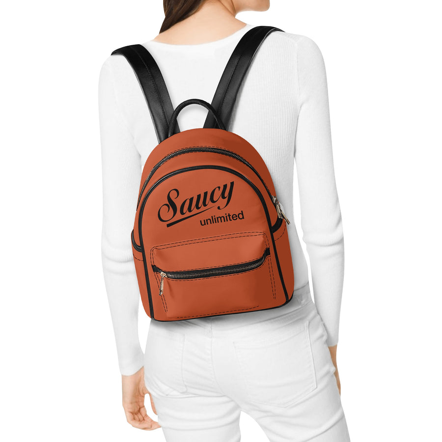 Saucy Unlimited Tomato Brown Backpack / Purse, Black Logo