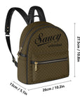 Saucy Unlimited Chocolate Brown Checker Backpack /Purse, Black Logo