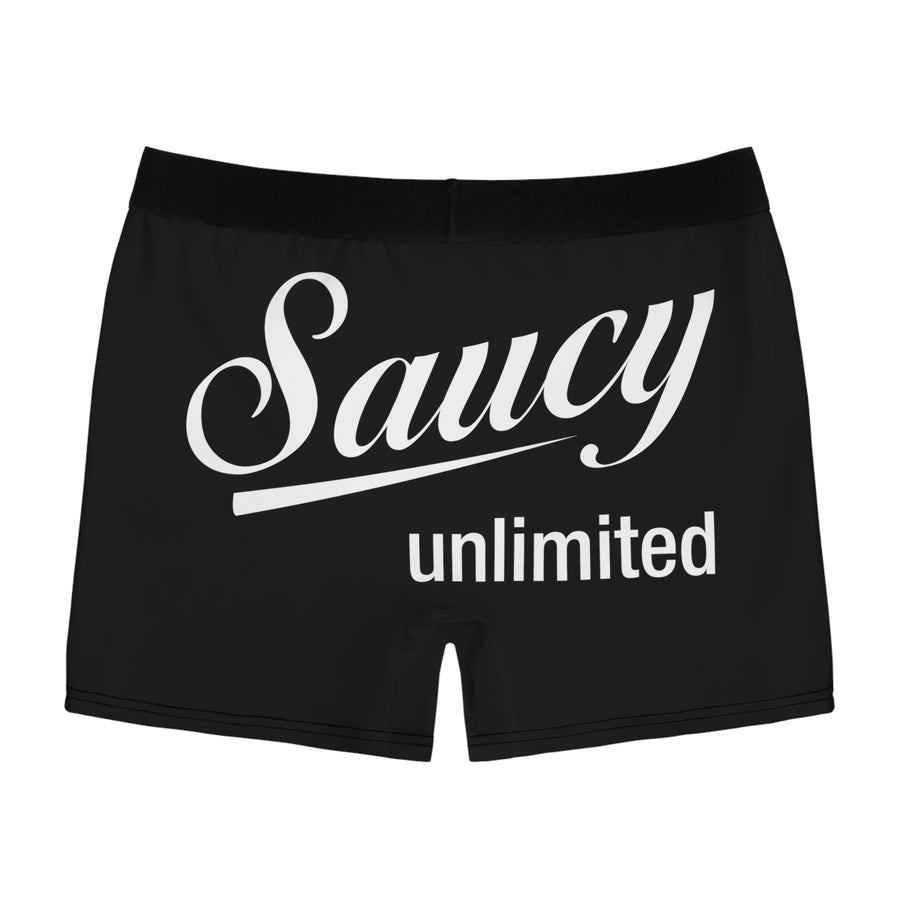 Saucy Unlimited White Logo On Black Boxer Briefs