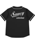Saucy Unlimited Black with White "S" and Logo Baseball Jersey