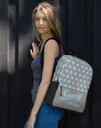 Saucy Unlimited Gray & Baby Blue Logo Backpack