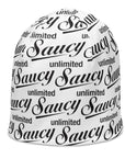 Saucy Unlimited Black & White All-Over Logo Print Beanie