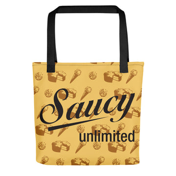 Saucy Unlimited Logo Three Treats Tote Bag