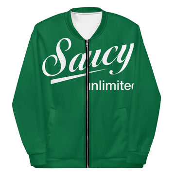 Saucy Unlimited Big White Logo Green Bomber Jacket