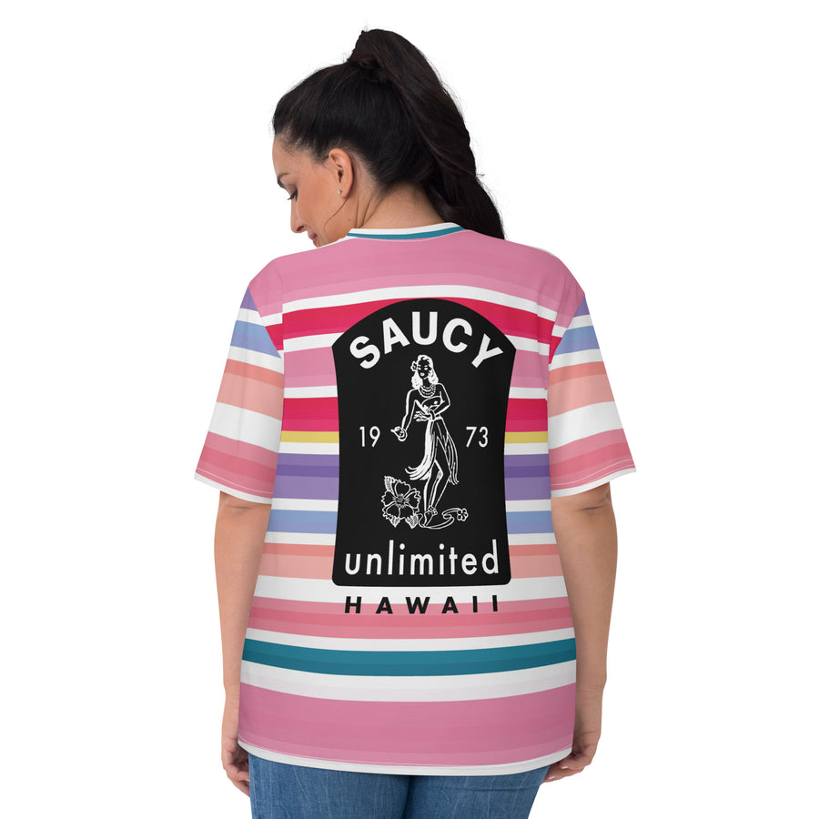 Saucy Unlimited Hawaiian Stripes Hula Dancer T-shirt