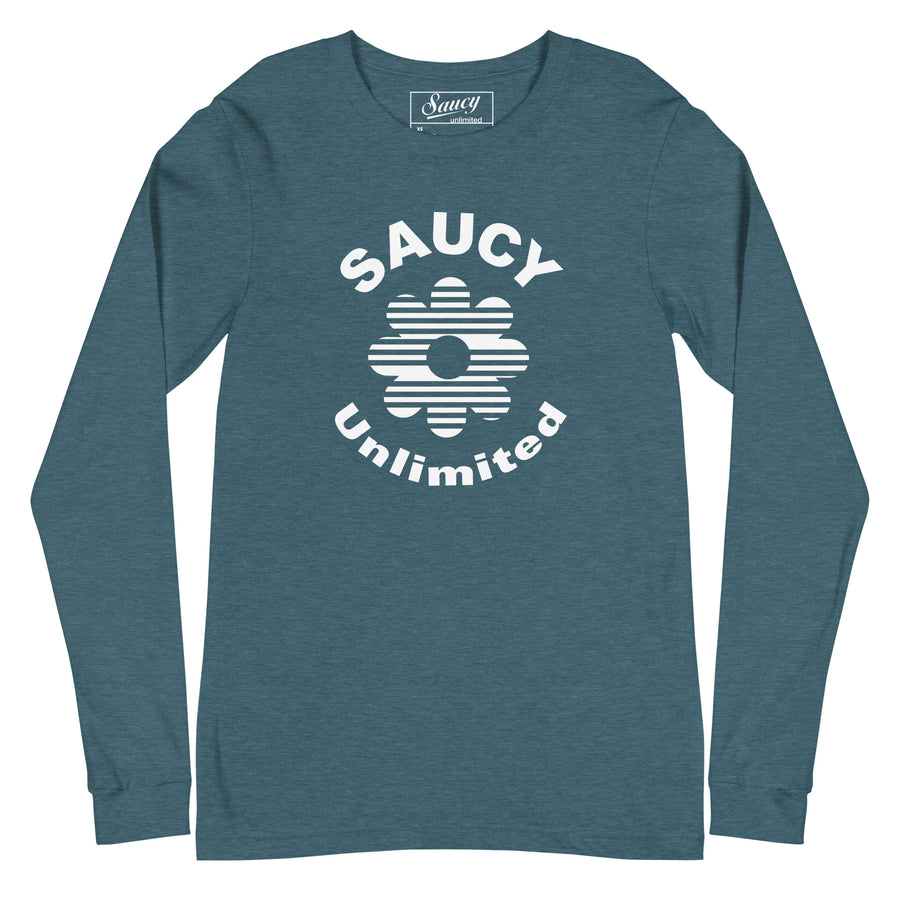Saucy Unlimited White 2020 Logo On Long Sleeve Tee