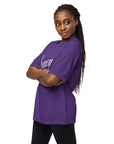 Saucy Unlimited White Logo on Purple Crew Neck T-shirt
