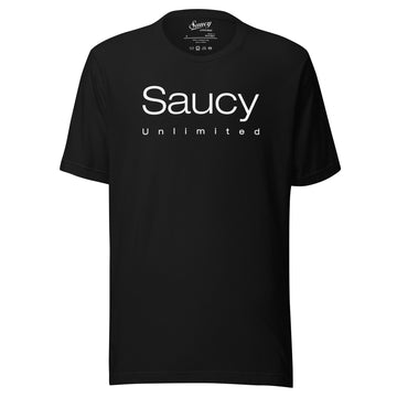Saucy Unlimited White Two Line Logo T-shirt