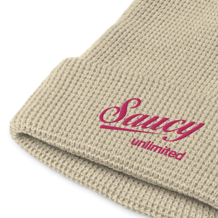 Saucy Unlimited Pink Logo Waffle Beanie