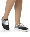 Saucy Unlimited Black & White NY Print Lace-up Canvas Shoes