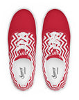 Saucy Unlimited Red And White Zig Zag Pattern Lace-up Canvas Shoes