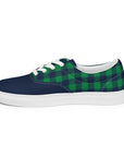 Saucy Unlimited Navy And Green Plaid Pattern Lace-up Canvas Shoes