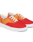 Saucy Unlimited Yellow And Red Paisley Pattern Lace-up Canvas Shoes