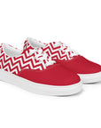Saucy Unlimited Red And White Zig Zag Pattern Lace-up Canvas Shoes