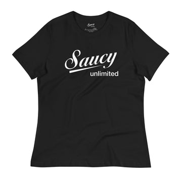 Saucy Unlimited Black T-Shirt With White Logo